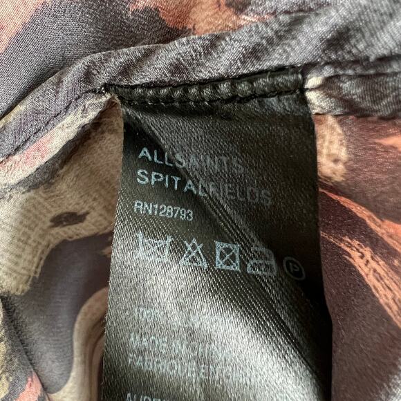 All Saints Spitalfields Audrina Ikat Silk Tunic Dress Women's 8 Gray Mini - Picture 7 of 8